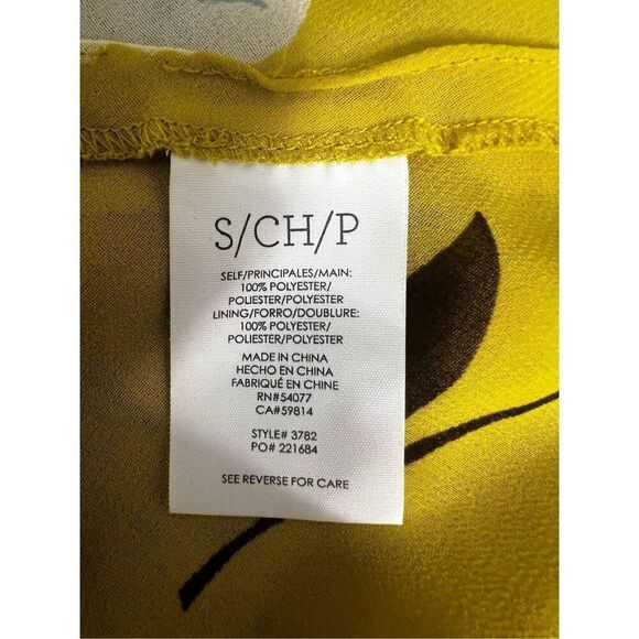 Cabi Simone Yellow Floral Sleeves Blouse Size S Ruffle Lined Semi-Sheer Summer - Picture 11 of 12